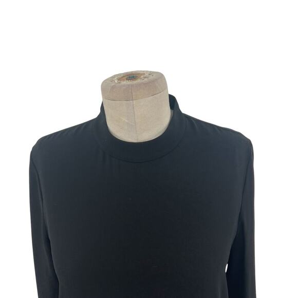 Eileen Fisher Pullover Blouse‎ Top Long Sleeve Mock Neck Silk Black Size XXS - Picture 3 of 13